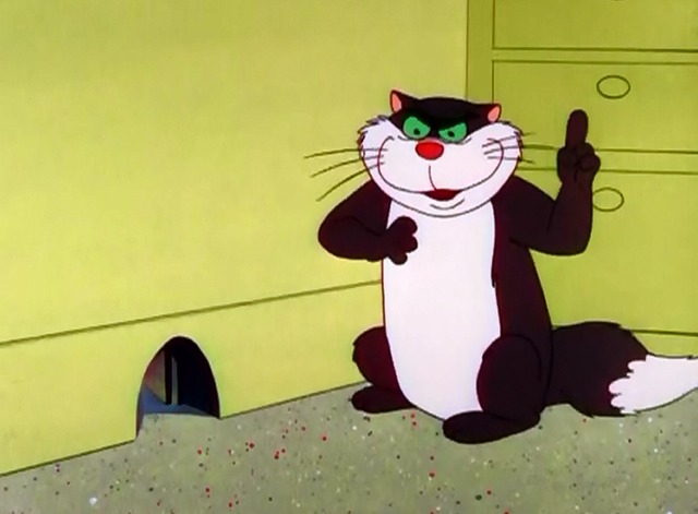 The Mouse That Jack Built - cartoon cat waiting outside mousehole gets plan