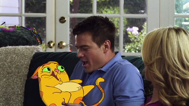 Movie 43 - Anson Josh Duhamel playing with cartoon cat Beezel with Amy Elizabeth Banks