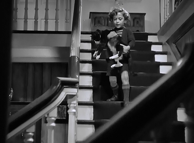 Mrs. Miniver - Toby Christopher Severn carrying tuxedo cat Napoleon down stairs