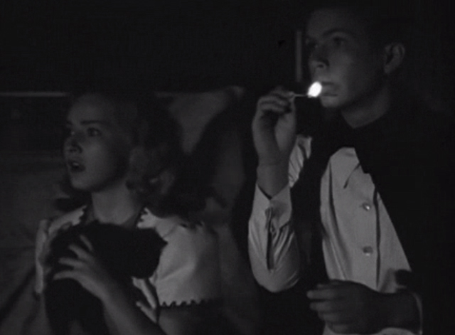 Nancy Drew Detective - Nancy Drew Bonita Granville holding fuzzy grey and white kitten with Ted Frankie Thomas