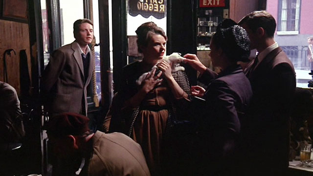 Next Stop, Greenwich Village - Anita Lois Smith holding white and black cat in coffee shop with Larry Lenny Baker, Sarah Ellen Greene and Robert Christopher Walken
