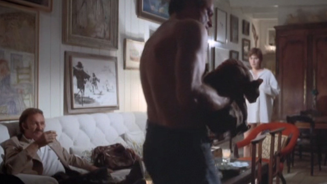 Night Moves - Marty Harris Yulin moving Siamese cat away from Harry Moseby Gene Hackman as Ellen Susan Clark watches