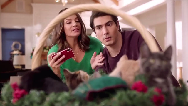 The Nine Kittens of Christmas - Zachary Brandon Routh and Marilee Kimberley Sustad taking photos of kittens in basket