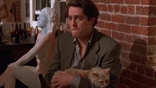 Nine Months - Samuel Hugh Grant with long haired yellow cat Skippy in lap