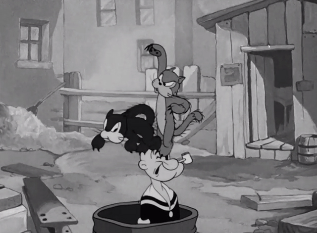 Nix on Hypnotricks - cartoon cats fighting on Popeye's head