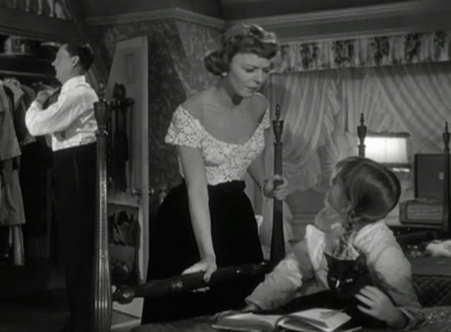 No Sad Songs for Me - Polly Natalie Wood lying on bed reading with black cat with white spot on nose Horace and Mary Margaret Sullavan and Brad Wendell Corey