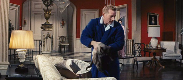 On the Double - Ernie Williams Danny Kaye picking up Siamese cat Kim from couch