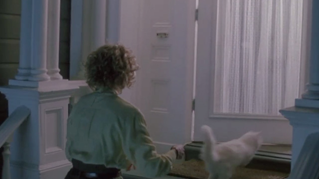 Pacific Heights - longhaired white cat Kitty running into house away from Patty Melanie Griffith