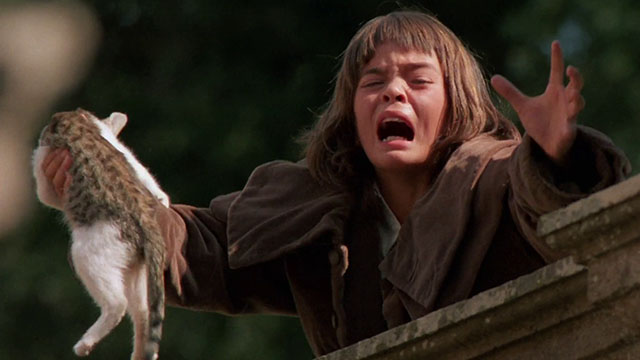 Paganini - Achille Nikolai Kinski crying out holding brown and white tabby kitten