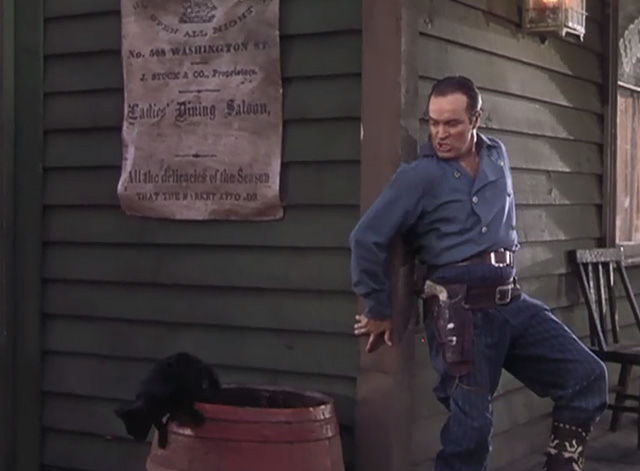 The Paleface - Painless Potter Bob Hope startled by black cat coming out of barrel