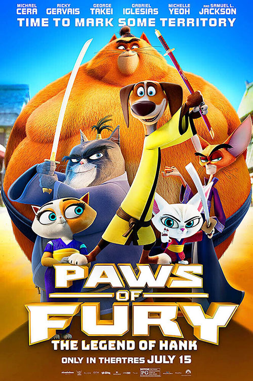 Paws of Fury - cartoon cats on movie poster