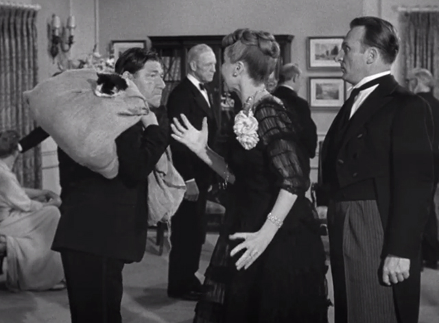 Pest Man Wins - Three Stooges Shemp with cat in bag scolded by Mrs. Castor Margie Liszt