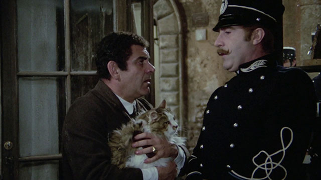 Er più: storia d'amore e di coltello - The Chinese Vittorio Caprioli holding longhair tabby and white cat with Marshall Romolo Valli