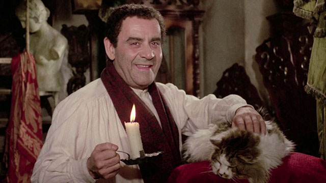 Er più: storia d'amore e di coltello - The Chinese Vittorio Caprioli holding candle with longhair tabby and white cat