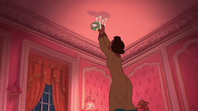 The Princess and the Frog - Eudora pulling white kitten Marcel from ceiling