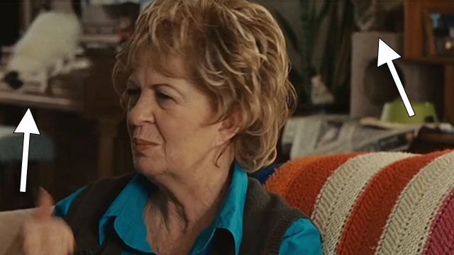 Real Time - grandma Jayne Eastwood on couch with white and black cat and gray tabby behind