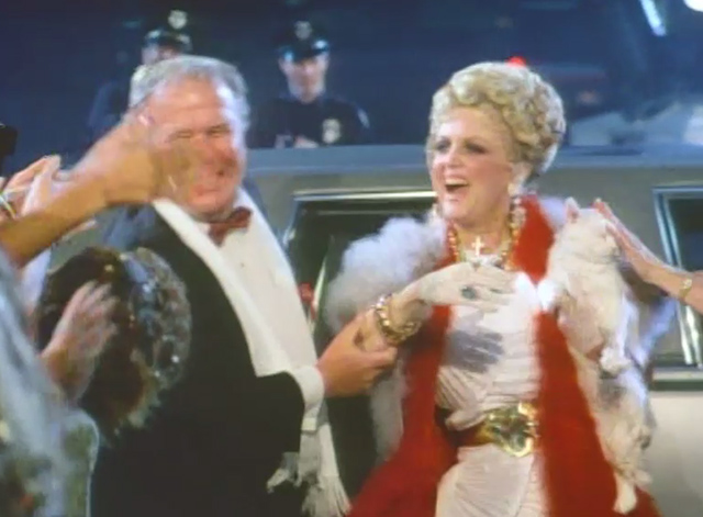 Repossessed - Ernest Weller Ned Beatty and Fanny Ray Weller Lana Schwab exiting limo with white cat Kit Kat