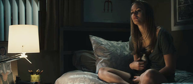 The Roommate - Rebecca Leighton Meester with tuxedo kitten Cuddles in lap