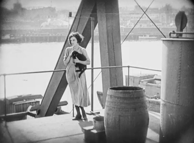 The Salvation Hunters - Georgia Hale holding black cat in boat in dock