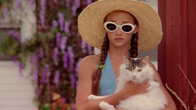The Sandlot 2 - Hayley Samantha Burton holding longhair tabby and white cat Miss Susan B.