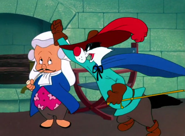 The Scarlet Pumpernickel - cartoon black and white cat Sylvester as The Grand Duke with Porky Pig as the Lord High Chamberlain
