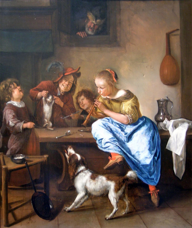 Schalcken the Painter - painting The Dancing Lesson by Jan Steen