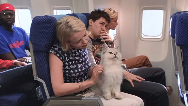 Scooby-Doo - white cat in woman's lap on plane