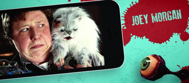 Scouts Guide to the Zombie Apolcalypse - Joey Morgan credit with faux white Persian cat zombie on shoulder