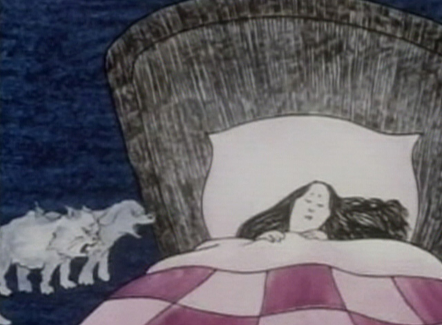 Sea Dream - cat and dog appear beside little girl's bed