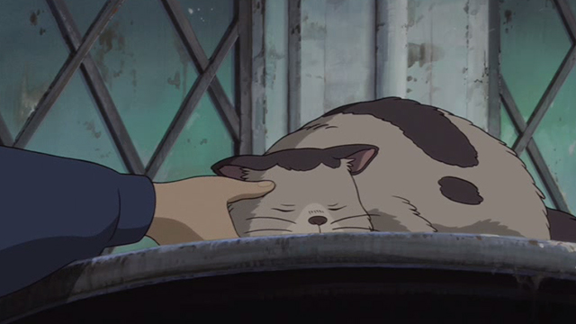 The Secret World of Arrietty - Niya cat on table being petted