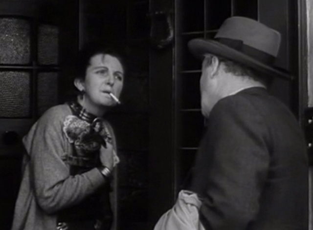 Seven Days to Noon - Mrs. Pecket Joan Hickson holding tabby cat while talking to Professor Willingdon Barry Jones