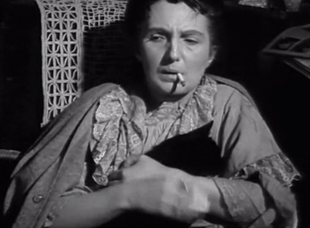 Seven Days to Noon - Mrs. Pecket Joan Hickson sitting and holding black cat