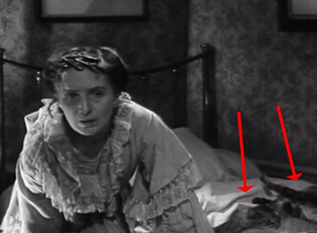 Seven Days to Noon - Mrs. Pecket Joan Hickson getting up from bed leaving two tabby cats