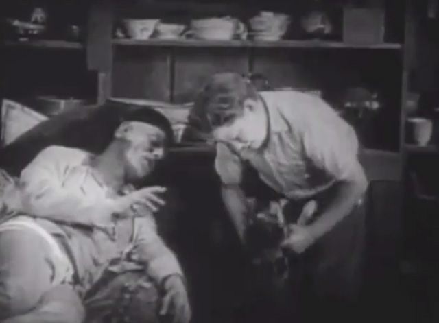 Shadows - Yen Sing Lon Chaney lying on death bed with boy Buddy Messenger putting Bengal tabby cat into basket