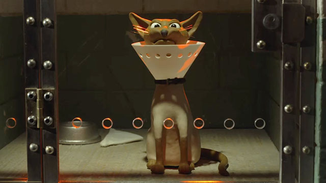 Shaun the Sheep Movie - Hannibal Lecter cat inside glass cell wearing cone