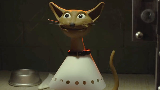 Shaun the Sheep Movie - Hannibal Lecter cat smiling inside glass cell with lowered cone