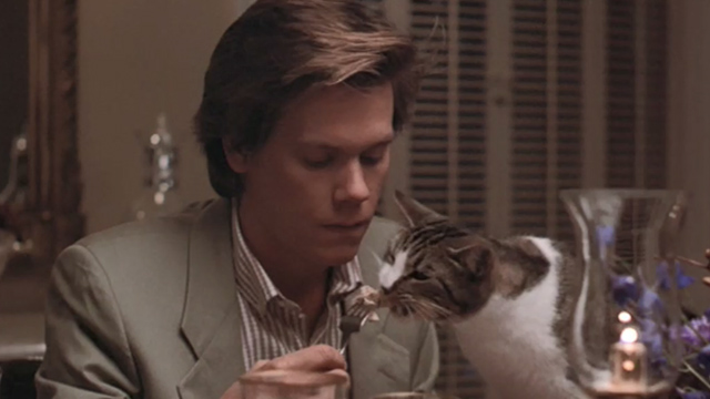 She's Having a Baby - Jake Kevin Bacon sitting at table with cat eating from fork