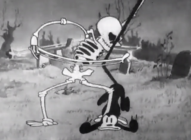 The Skeleton Dance - black cat being played like bass by skeleton