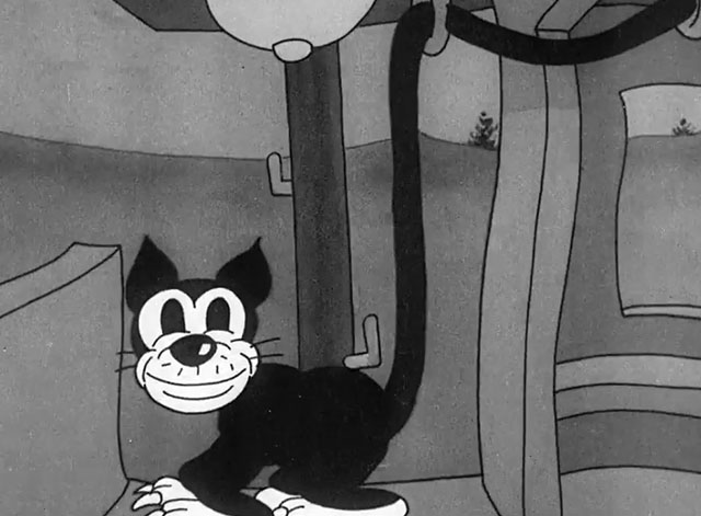 Smile, Darn Ya, Smile! - cartoon black cat being used to ring bell on trolley