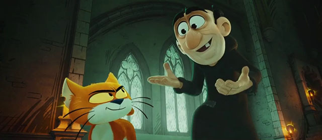 Smurfs - Gargamel with orange and white cat Azrael