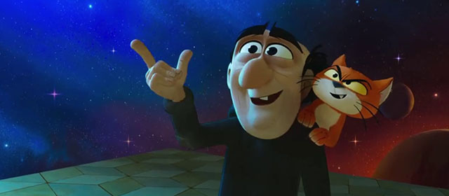 Smurfs - Gargamel with orange and white cat Azrael on shoulder