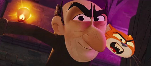 Smurfs - Gargamel with hissing Azrael on shoulder