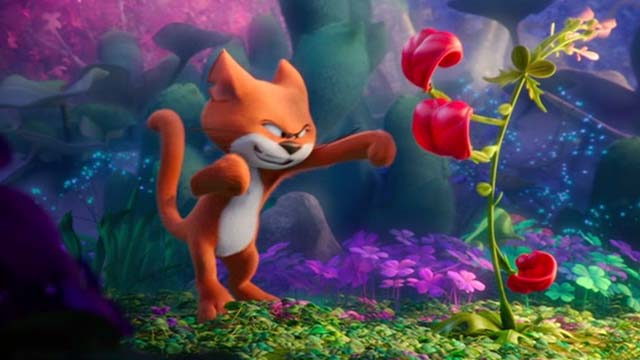 Smurfs: The Lost Village - Azrael cat boxing with flower