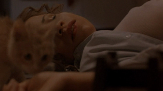 Somebody to Love - Mercedes Rosie Perez on floor with ginger tabby kitten