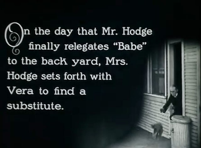 The Soul of Youth - Mr. Hodge Fred Huntley throwing longhair gray cat Babe out door on title card