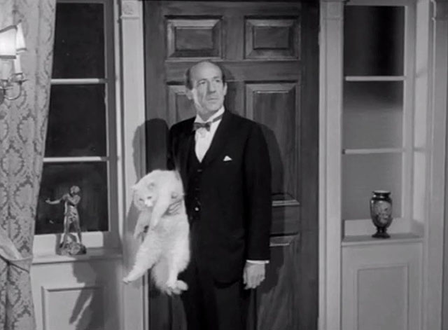 The Spaniard's Curse - Manton Michael Hordern holding white longhair cat at door