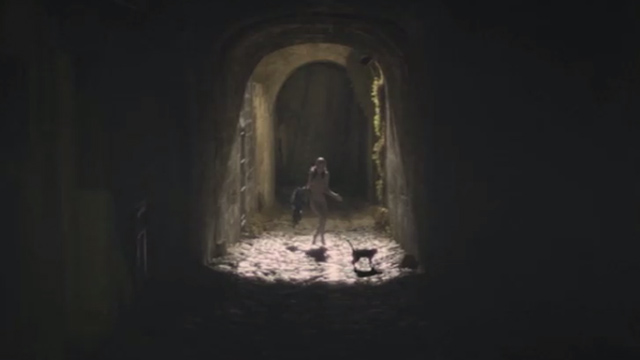 Spring - Louise Nadia Hilker naked in alley with black cat