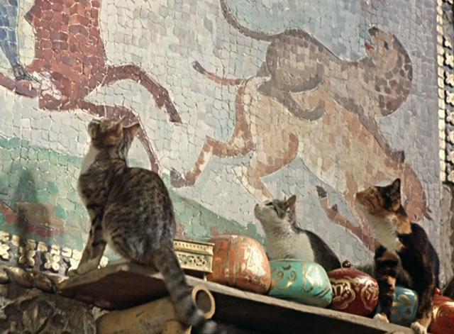 Die Geschichte vom kleinen Muck - The Story of Little Mook - tabby and white cats looking at mosaic on wall