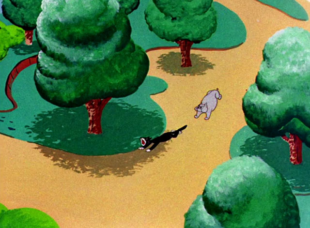 The Stupid Cupid - cartoon black and white cat being chased by bulldog