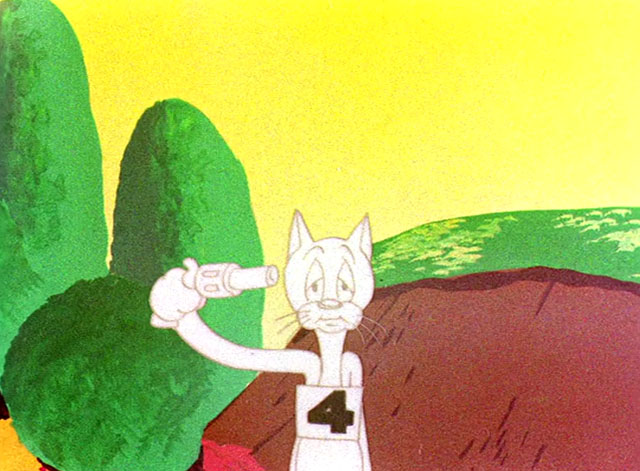 The Stupid Cupid - cartoon cat's 4th life about to shoot himself in the head